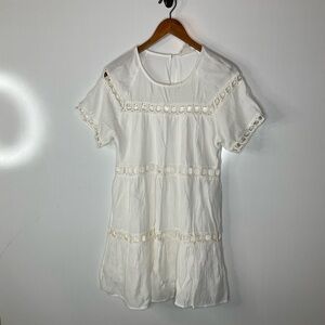 Loveriche White‎ Eyelet Mini Dress Size Small